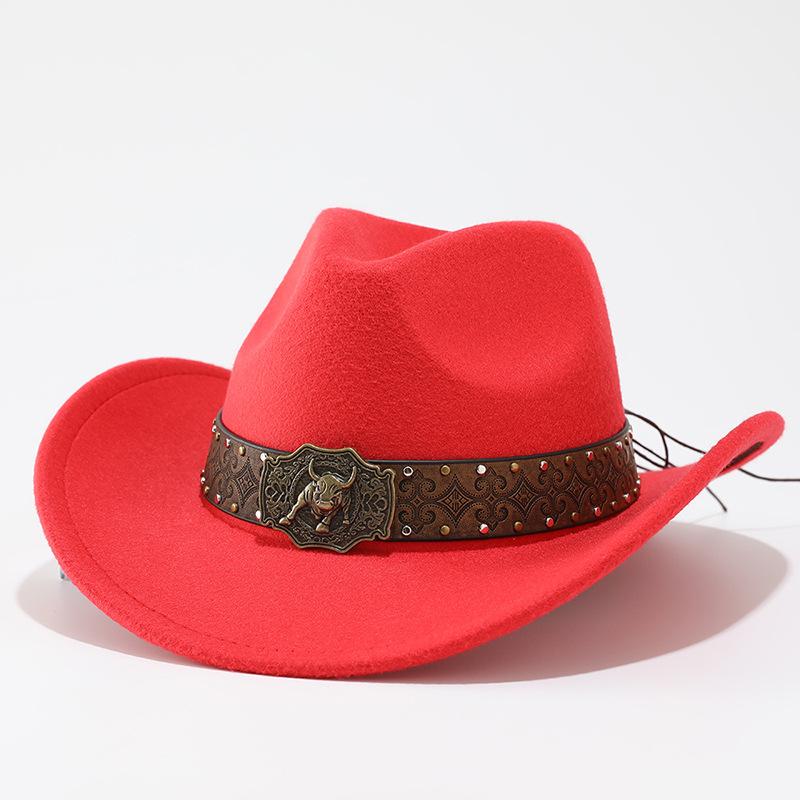 European and American retro western cowboy hat outdoor versatile felt top hat men's and women's jazz hat sun protection riding hat sun hat