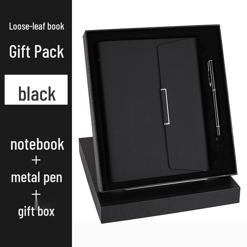 A5 Three-fold Notebook with Loose-leaf Sheets, Magnetic Closure, and Custom Gift Box - Business Diary with Personalized Designs