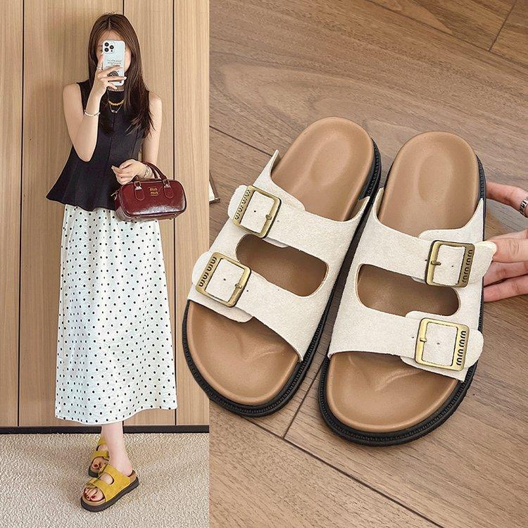 Soft-soled Boken shoes women's flat-soled Roman cool slippers, summer comfortable stepping on shit casual beach slippers 2025