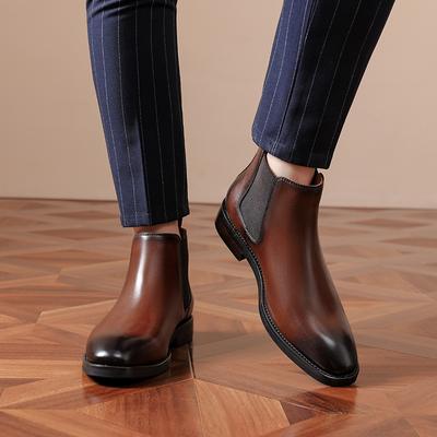 Vintage handgemachte Schuhe Herren Chelsea Stiefel Herrenschuhe trendige Lederstiefel, Herren gebürstete Martin Stiefel Square Toe