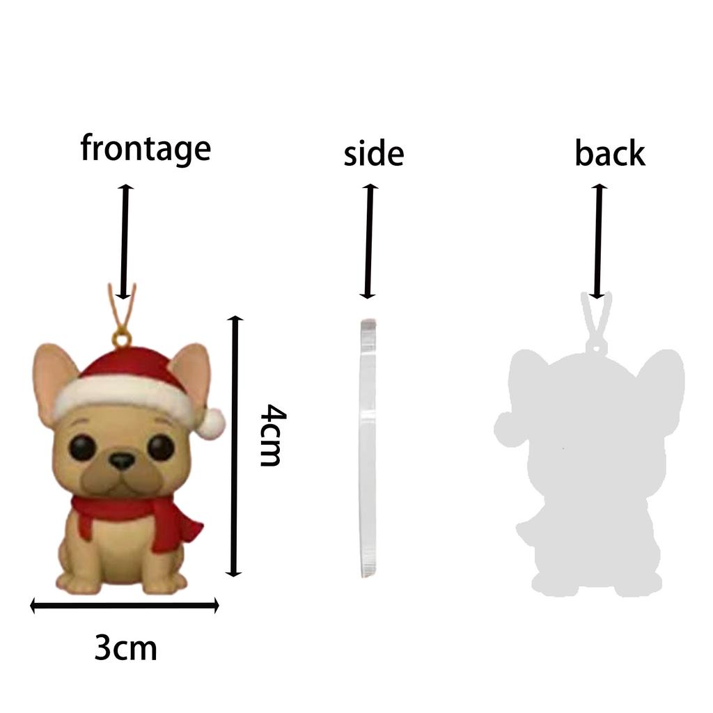 Dog Lovers Christmas Tree Ornament - 2D Design Cute Holiday Decoration