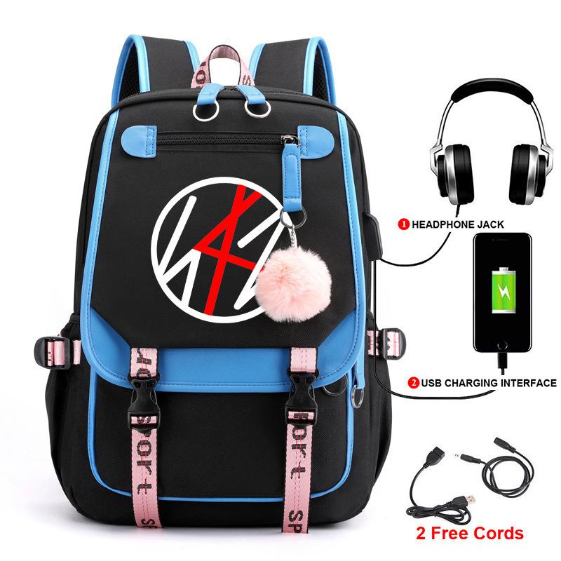 Korean Stray Kids Backpack Student Bag Men'S And Women'S Fashion Backpack Travel Bag Usb Computer Bag