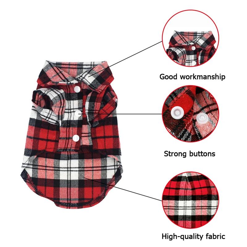 Dog Shirts British Style Plaid Pet Dog Clothes for Small Dogs Cotton Puppy Cat Clothing French Bulldog Vest Chihuahua Summer
