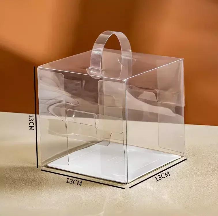 20piece Mini Birthday Cake Box 3 Inch Pastry Portable Boxs Square Fully Transparent Plastic Portable Packaging For Desserts