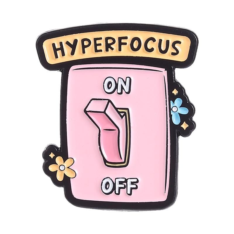 Hyperfocus ADHD Enamel Pin Mental Health Awareness Switch On Brooch Lapel Badge Fashion Jewelry Accessories Gift for Friends