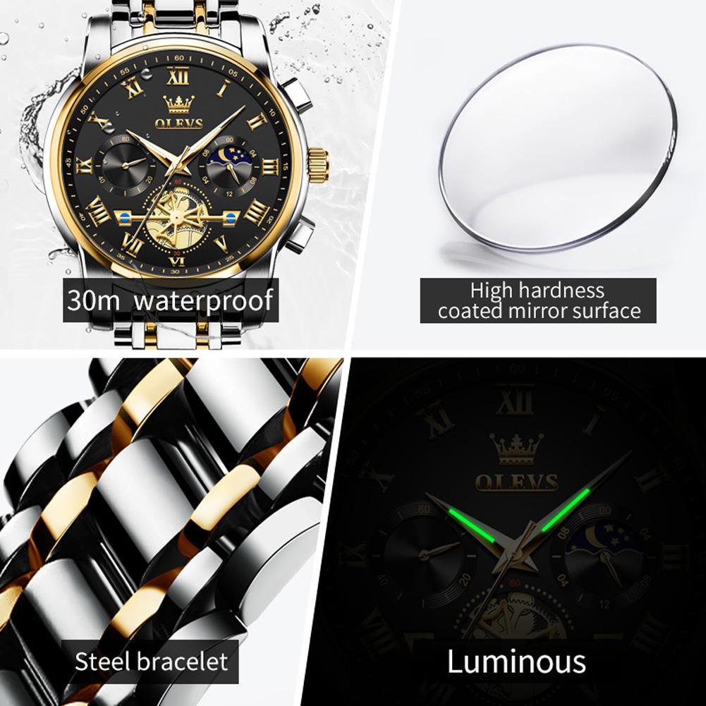 OLEVS Brand Watch Waterproof Quartz Watch Night Light Non Mechanical Men's Watch Men's 2859