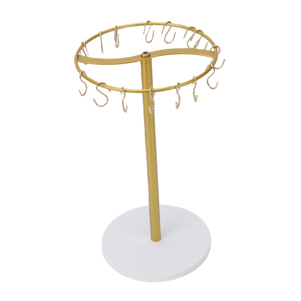 Headband Display Stand 22 Hooks Round Shape Metal Wood Jewelry Hairband Holder Display Rack