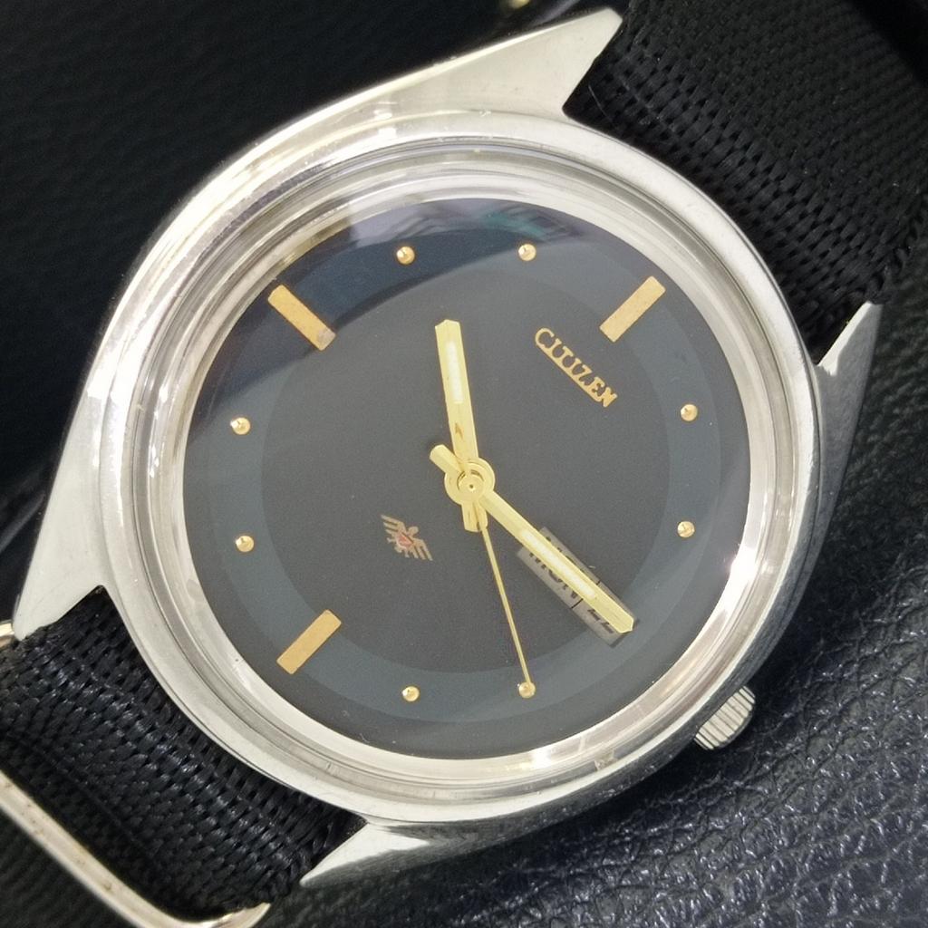 

CITIZEN AUTOMATIC 8200 JAPAN MENS VINTAGE BLACK COLOR DIAL WATCH a702760-1 R210-a702760