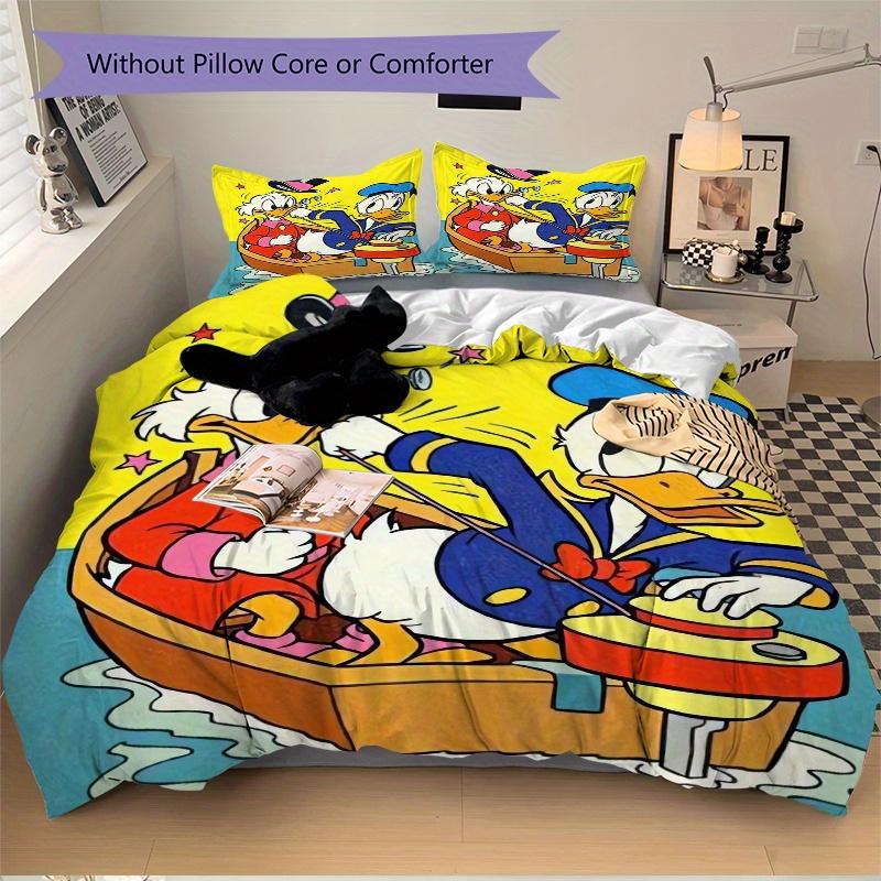 3pcs Donald Duck & Scrooge McDuck Adventure Quilt Set Soft and Comfortable Bedroom, Guest Room and Dorm Decor Bedding Set S030