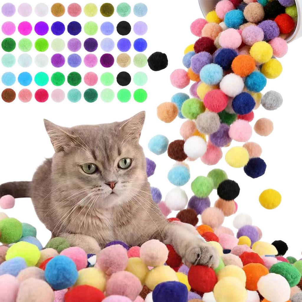 18pcs 3cm Colorful Plush Cat Teaser Toy Balls Chew Durable Cat Toy Balls Cat Training Toy Balls ZSY