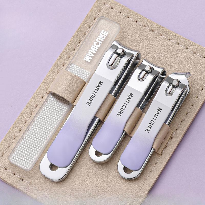 Portable Nail Clipper Set Gradient Color Nail Clippers Stainless Steel Manicure Pedicure Professional Nail File Manicure Kit