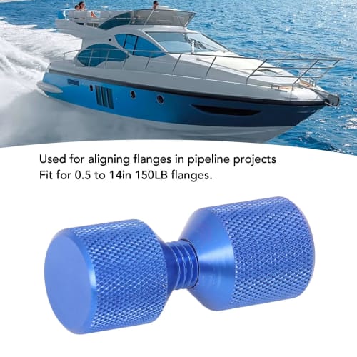 Two Two-Hole Alignment Pins, Anodized Aluminum, 1 1/8" Flange, Double-Hole Tweezers for 0.5" to 14" Flanges, 150LB Capacity (Blue)