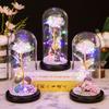 Gold Rose Glass Cover Ornament, Gold Leaf Flower LED Light Creative Christmas and Valentine's Day Gift