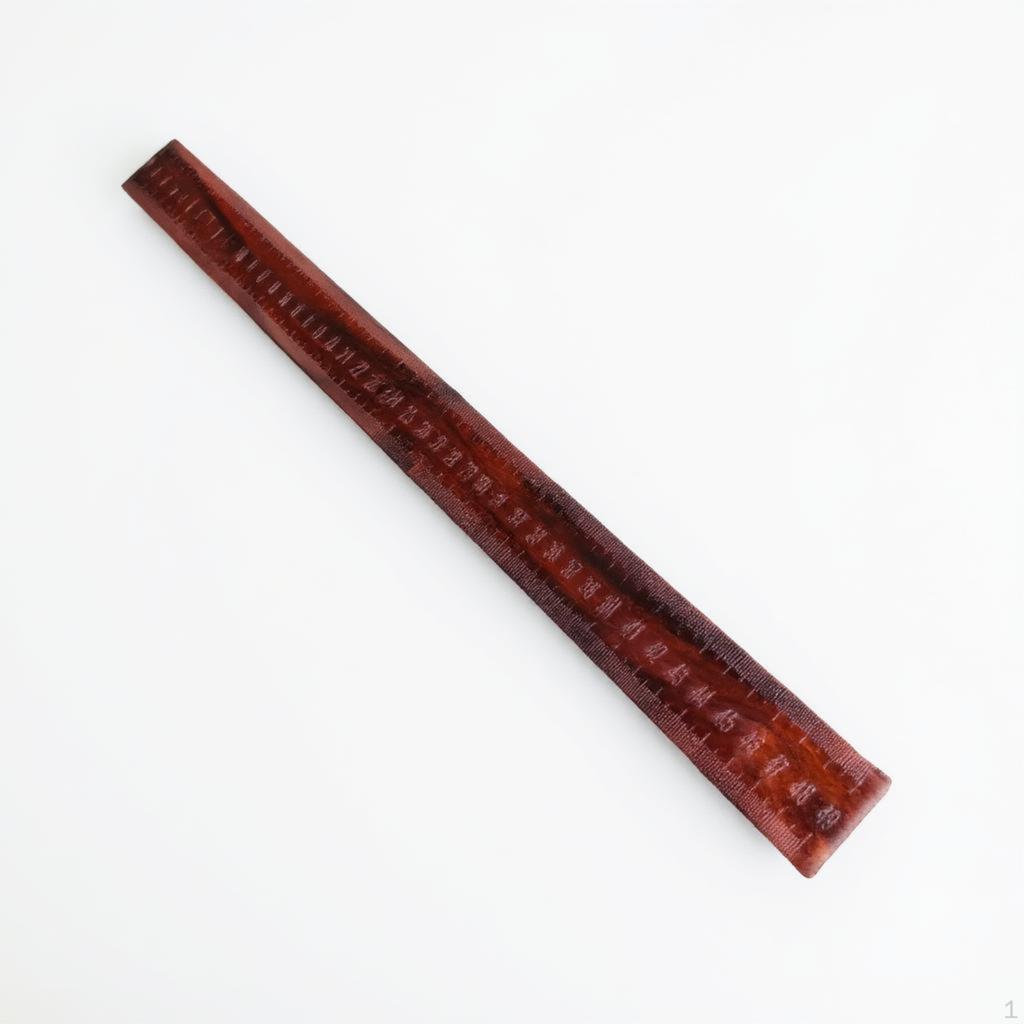 Wooden Measuring Ruler, precise Scribing Tool, Handmade Red Sandalwood Brown 33x3.5x0.7cm