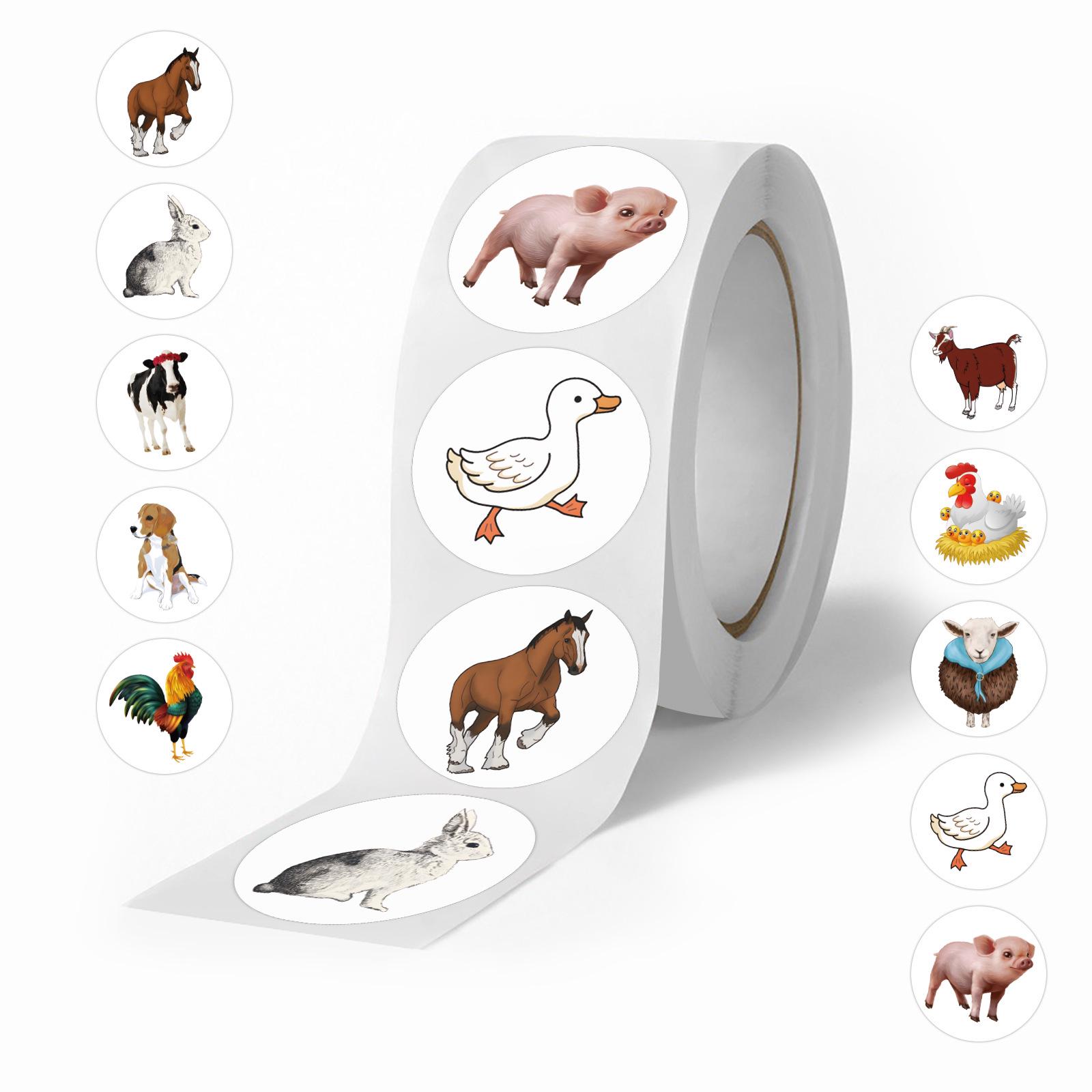 

Farm Animals Washi Tape - 500 Stickers/Roll for Refrigerator, Skateboard, Cabinet, Phone, & Planner