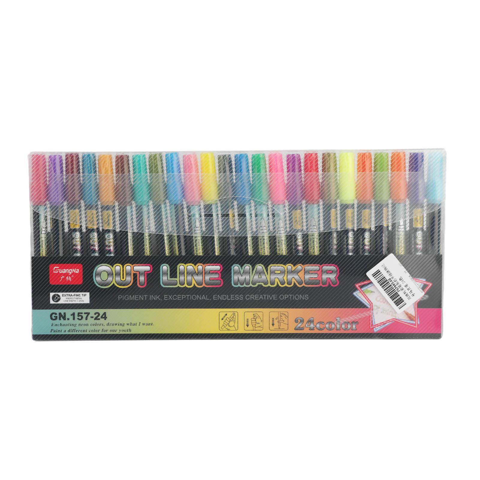 

Double Line Contour Pen Single-ended Marker Quick Drying Smooth Writing Pens Create Your Unique Art and Craft Projects