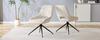 [Set of 2] 360° Swivel Dining Chair with White Fabric Cover: Black Lacquered Metal Frame with Four Legs, Suitable for Modern Dining Areas.