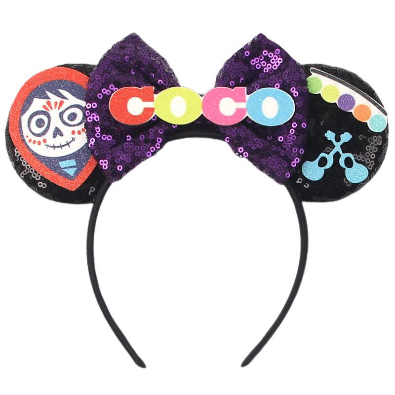 Halloween Mouse Ears Headband Sequins Bow Hairband For Women Featival Party DIY Hair Accessories Boutique