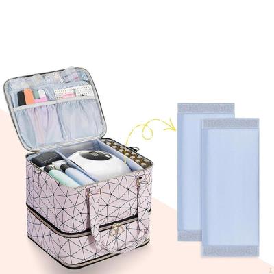 Bolsa organizadora de esmaltes de três camadas, couro PU, kits de caixa de armazenamento, estojo de armazenamento portátil para