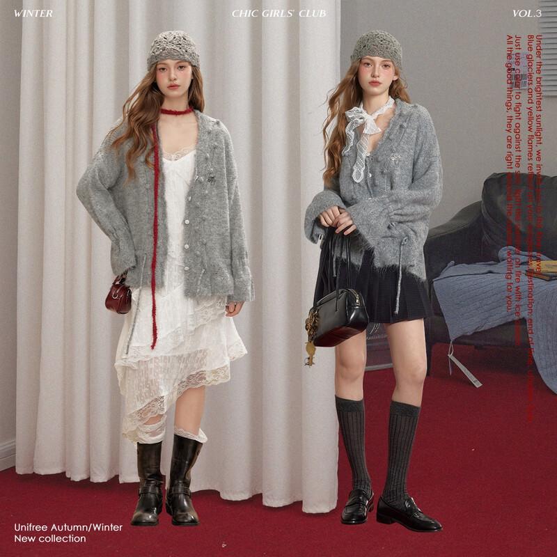 UNIFREE Women's V-Neck Knitted Sweater