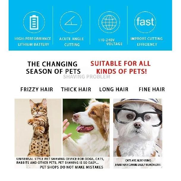 Cat Dog Hair Clipper Electrical Professional Hair Clipper for Pets Silent Hair Cutter USB Rechargeable Pet Grooming Clipper Set