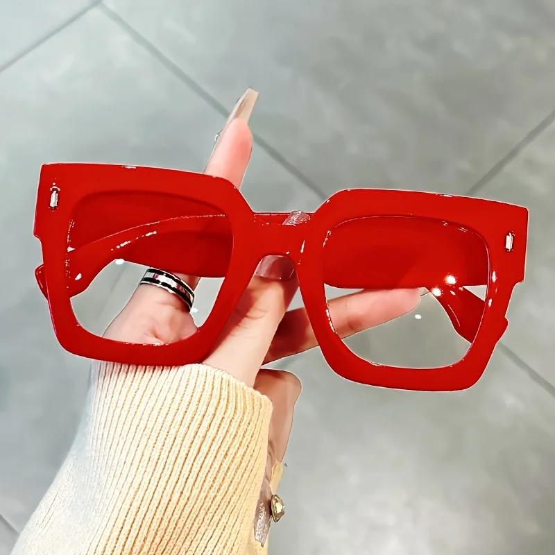 Vintage Black Thick Frame Glasses for Woman Man Spectacles Unisex Fashion Oversized Transparent Lenses Daily Wear Eyewear