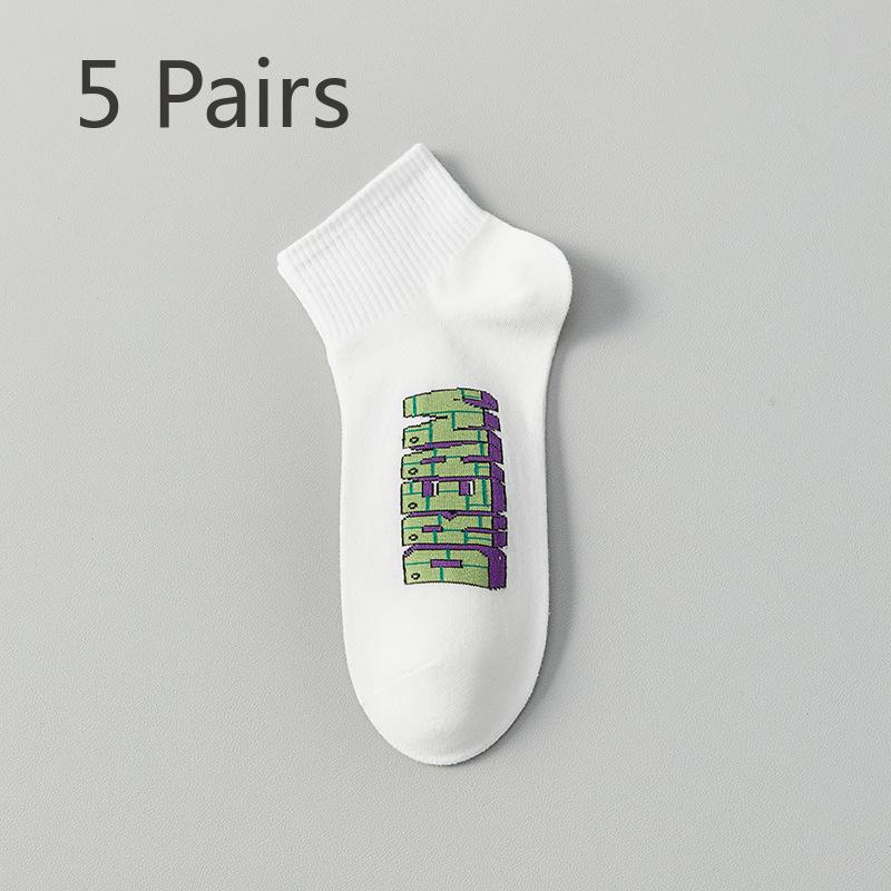 

5 пар носков мужские мальчиковые летние тонкие хлопковые антизапах пот спортивные молодежные для старшеклассников баскетбольные носки 5 pairs