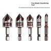3/5Pcs 5 Flute Titanium Countersink Drill Bit Set With Automatic Center Punch For Woodworking Diy Metal Drilling