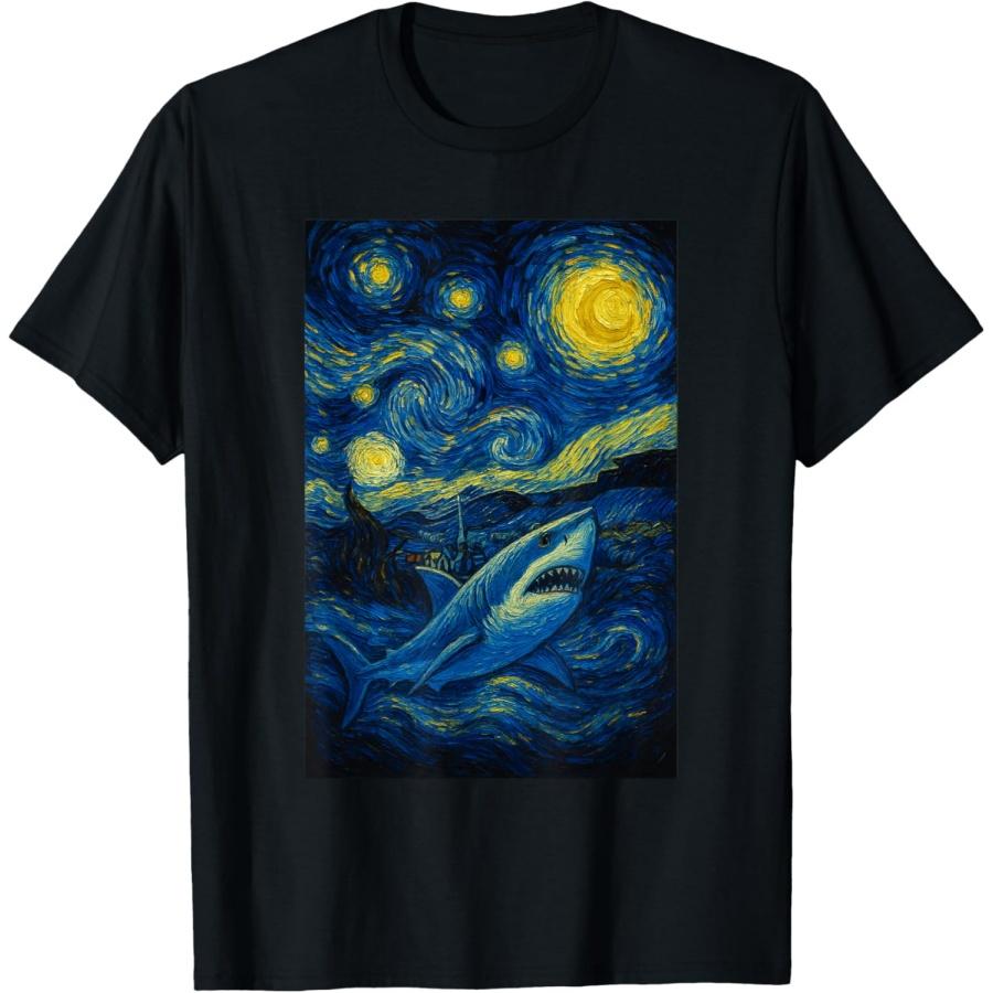 Starry Night Shark - Wildlife Sea Lover Marine Biology T-Shirt S