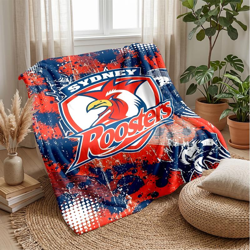 Sydney RoostersPrinted Flannel Blanket Cozy Skin-Friendly Warm Throw for Couch Bed Indoor Daily Use