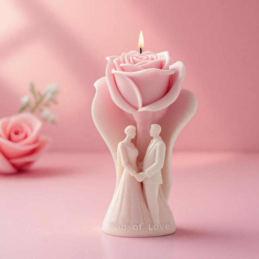 Rose Couple Silicone Mold for Wedding Valentine's Day DIY Aromatherapy Soap Candle Gypsum Epoxy Resin Craft Silicone Mold