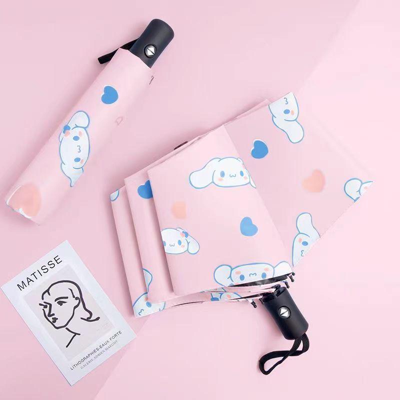 Children Automatic Umbrella  Rain Windproof Folding Umbrellas Black Coating Anti UV Umbrella Lovely Girl Boy Umbrella