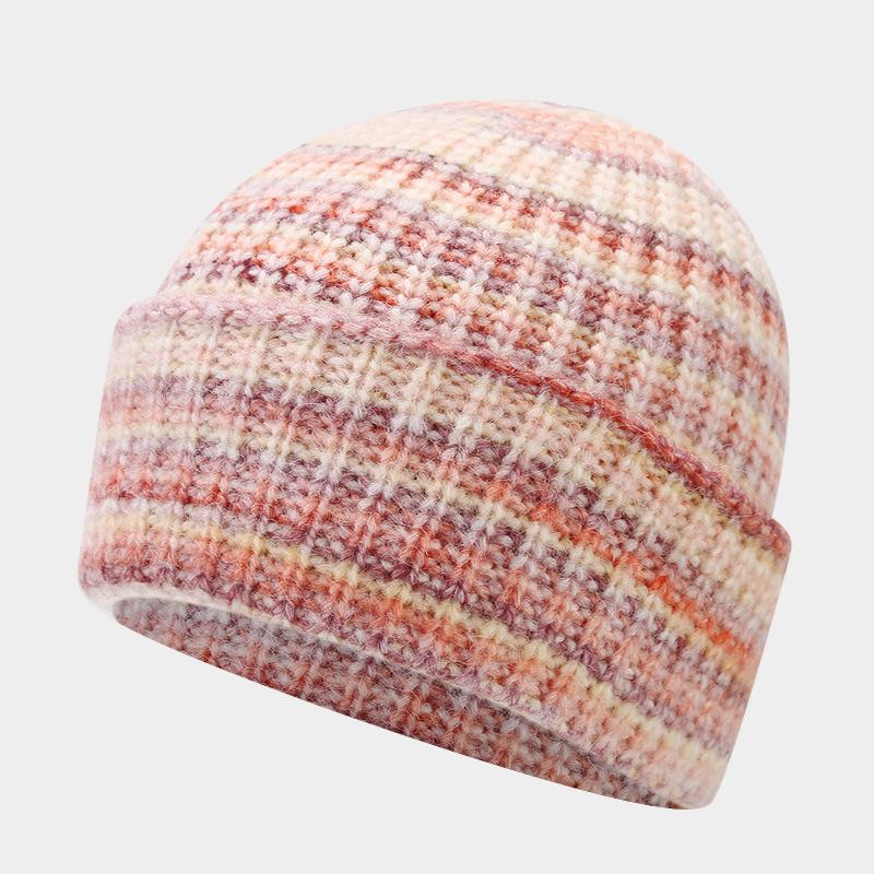 Women S Vintage Tie Dye Knit Hat Warm Ear Protection Winter Beanie