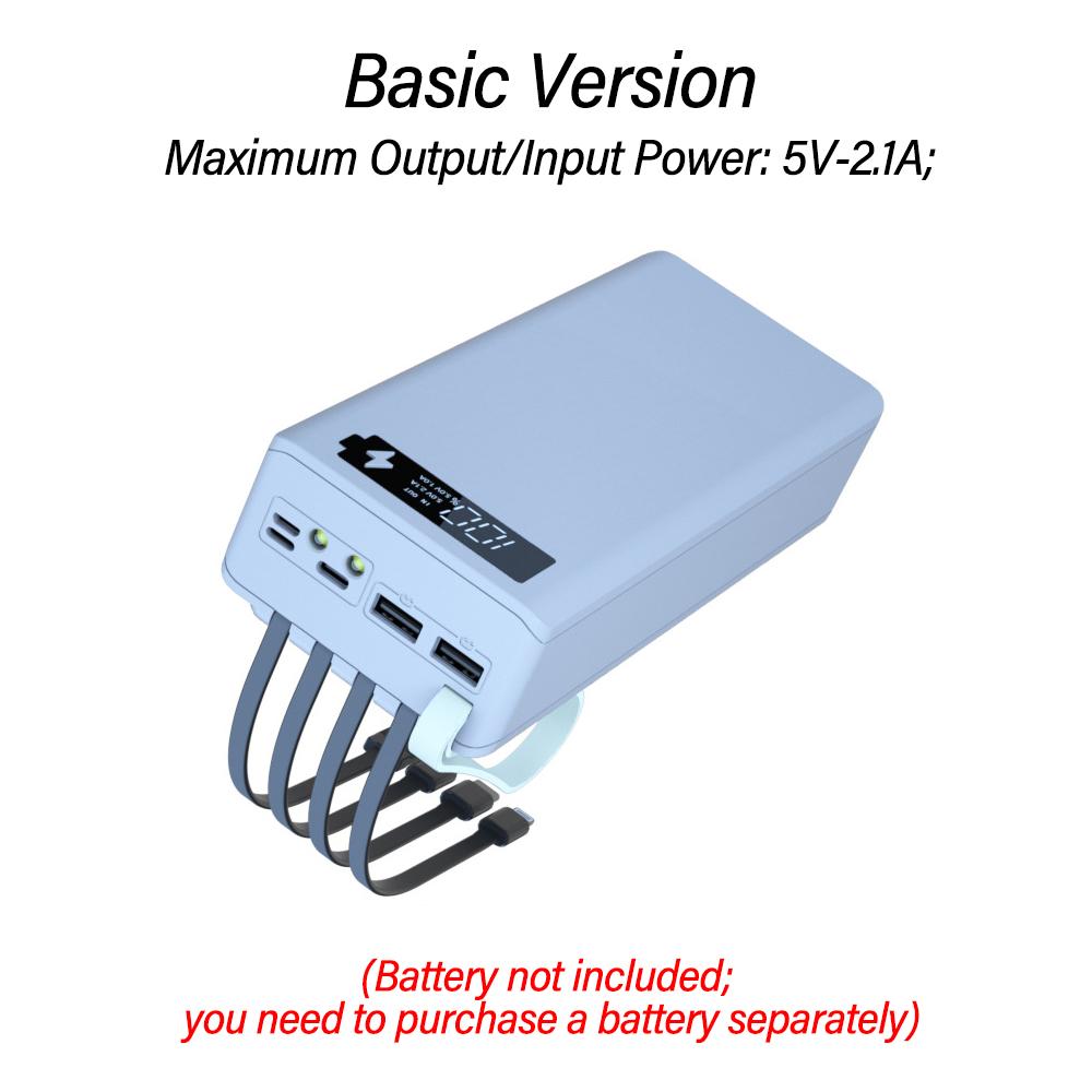 Built‑in 4‑Wire Detachable No‑Welding 16 Cells 18650 Power Bank Shell Kit DIY Mobile Power Supply Module Without 18650 Battery