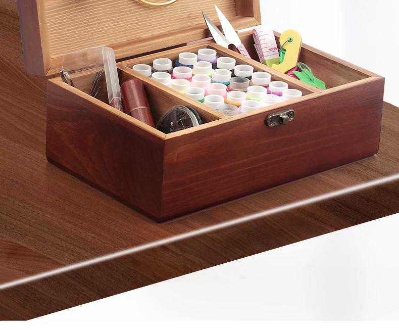 High-Quality Solid Wood Sewing Box: Complete Needle & Thread Set for Home, Weddings, Dorms