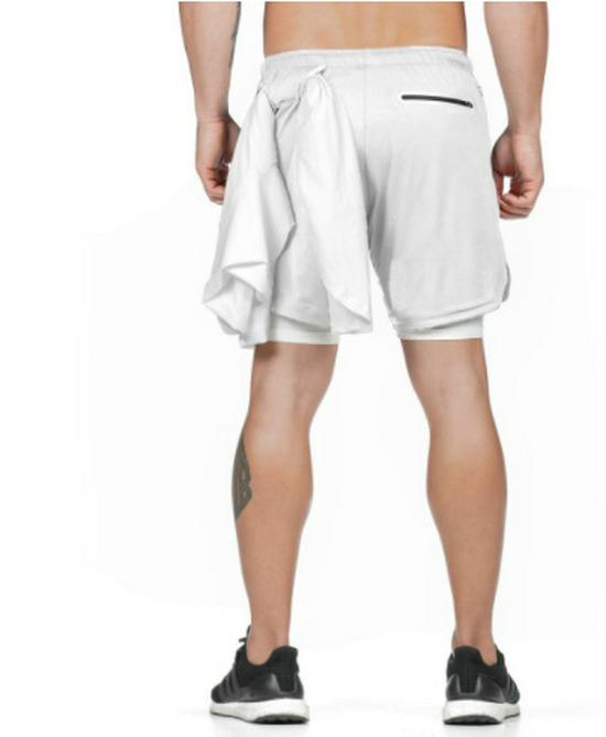 Men's Multi-Pocket Double-Layer Running Shorts for Outdoor Sports