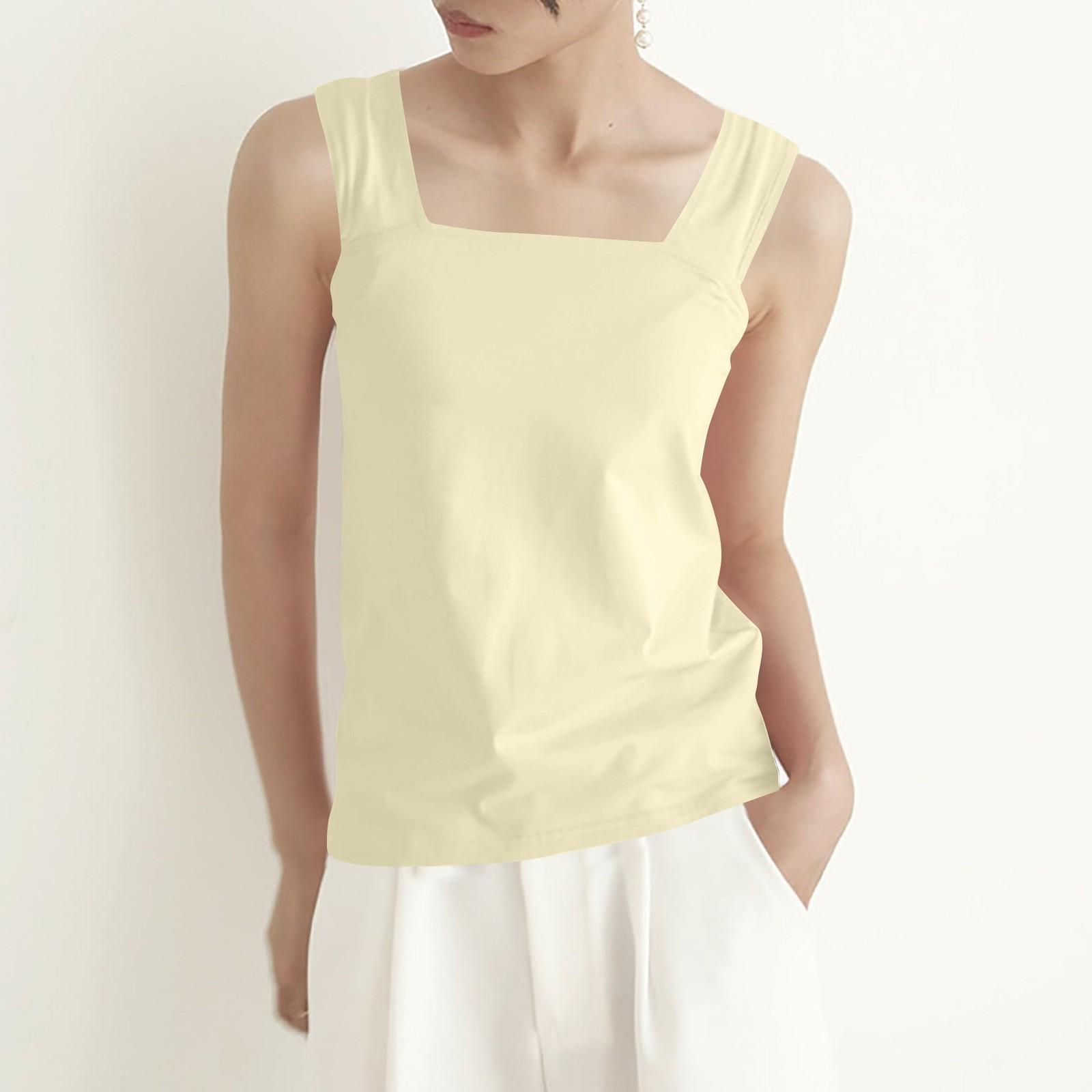 

Модный жилет, однотонный хлопковый топ на основе футболки для женщин XL жёлтый