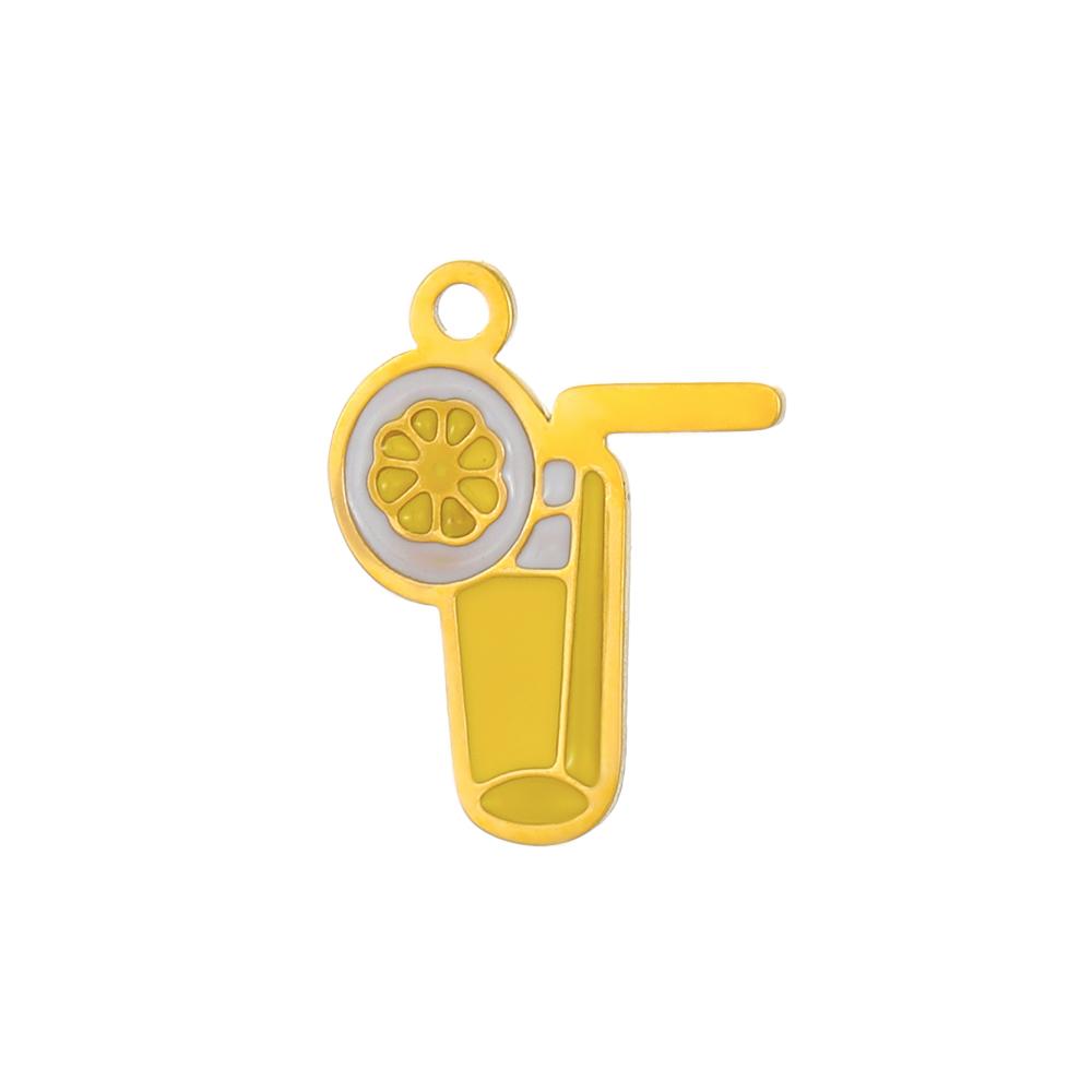 CARLIDANA 2PCS Manna High Quality Stainless Steel Emenal Flower Drinks Gold Color Non Tarnish Beach Ocean Charms for DIY Jewelry