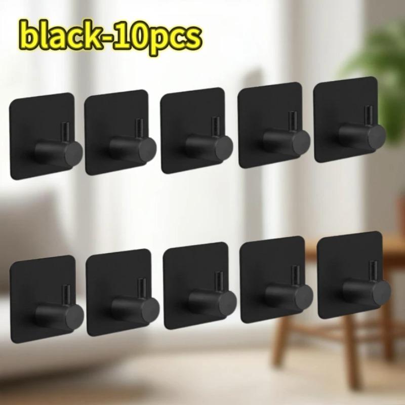 1-10pcs Self Adhesive Hook Heavy Duty Stainless Steel Wall Hooks Towel Clothes Rack Hangers Bathroom Kitchen Storage Holders