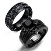 European and American Popular Double Row Black Ring Filled Couple Rings