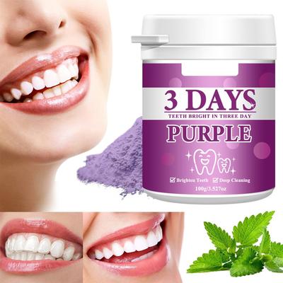 Purple Cleaning Powder Deeply Cleanses The Oral Cavity, Removing Yellowing And Stains, Reducing Enamel Erosion, Long-lasting Freshness,100g,1pc
