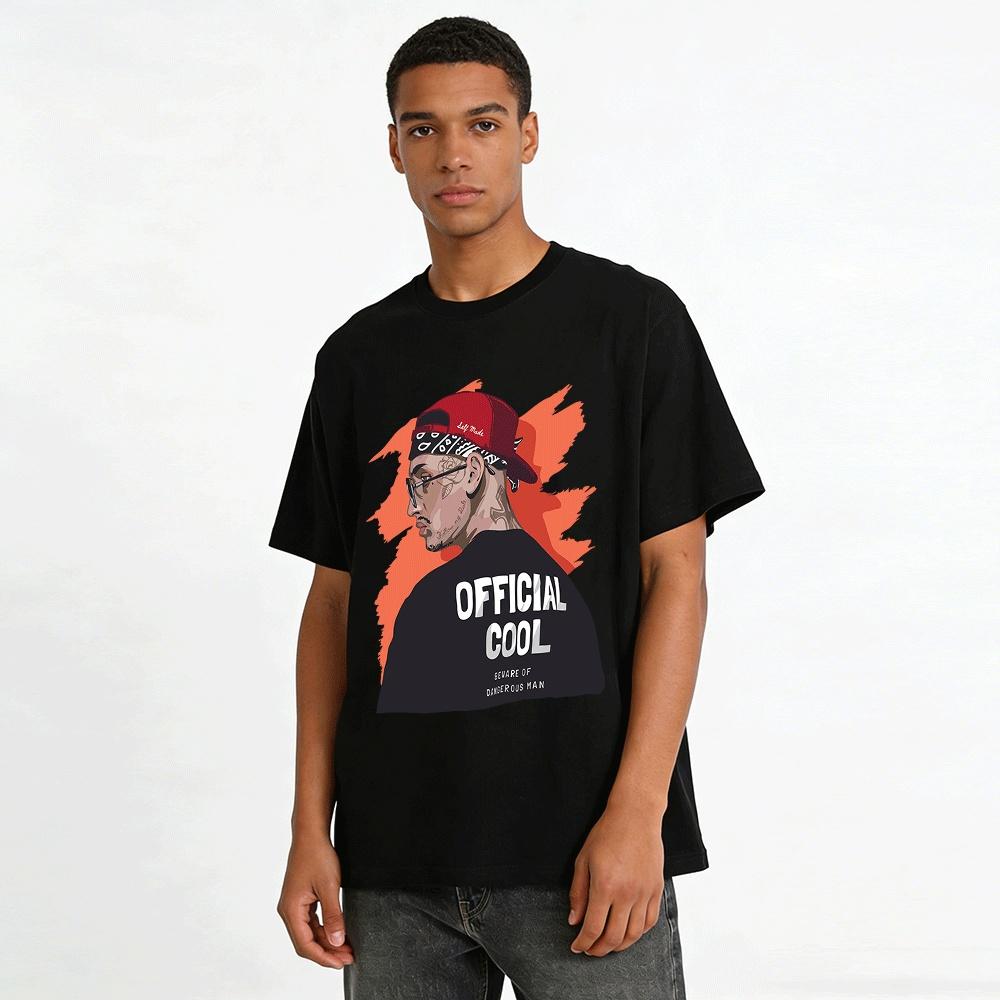 Official Cool Graphic Tee Street Style Hip Hop Casual Loose T-Shirt Pure Cotton T-shirt