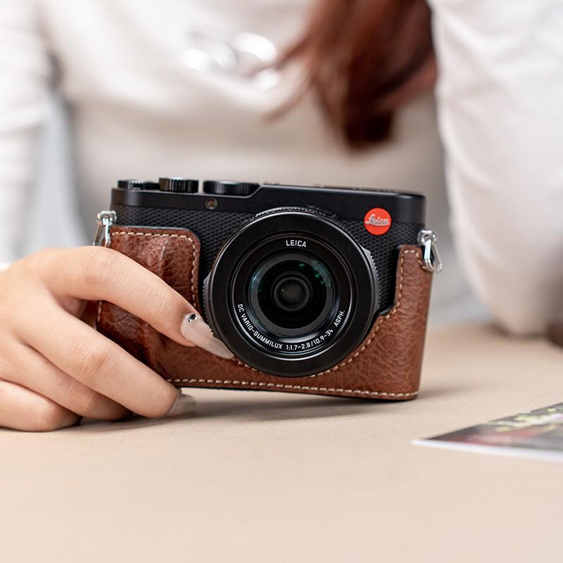 Puzdro na fotoaparát Leica D-LUX 8 Ochranné puzdro z PU kože s nastaviteľným ramenným popruhom Kompaktné digitálne Leica D-LUX 8 Coffee Brown Protective Case black