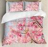 Watercolor Sakura Pink Flower Duvet Cover Bed Bedding Set Home Textile Quilt Cover Pillowcases Bedroom Bedding Set No Sheet