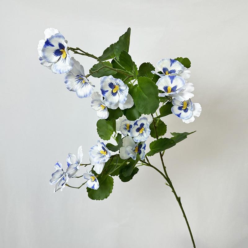 

Silk Fake Flower Artificial Pansy Branch Green Plant Floral Festival Party Decoration Simulation Yellow Pansies Flowers 5pcs светло-синий