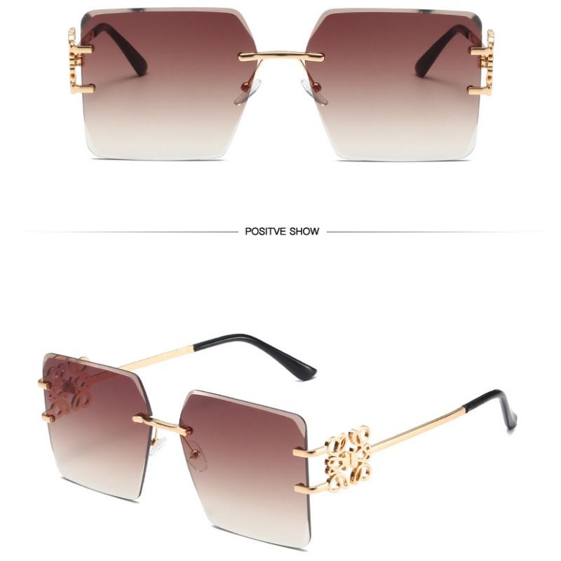 Damenbrille Sonnenschutz UV-Schutz Mode Persönlichkeit Retro Künstlerische Straßenaufnahme Konkave Form Reise Chinesischer Knoten Randlose Sonnenbrille