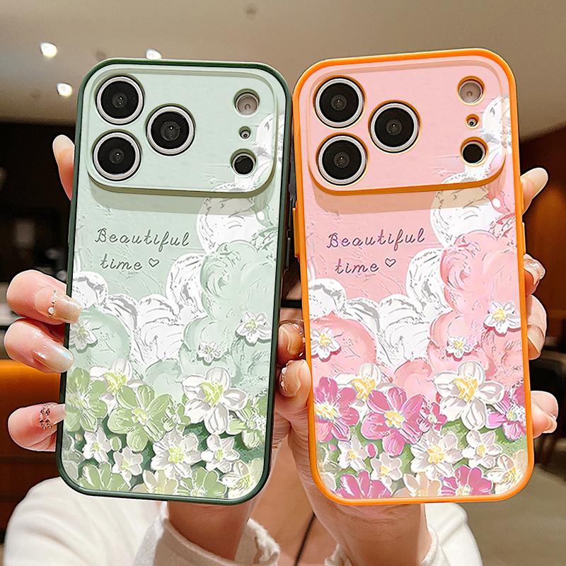 Oil Painting Flowers Pattern Case For iPhone 17 Pro Max Funda iPhone 16 15 14 13 Pro Max Magnetic For Magsafe Hybrid Slim Matte Cover