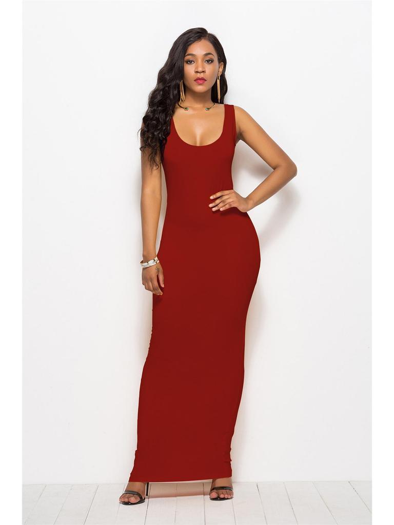 Solid Color Slim Fit Women's Long Vest Dress - Multi-size & Multi-color