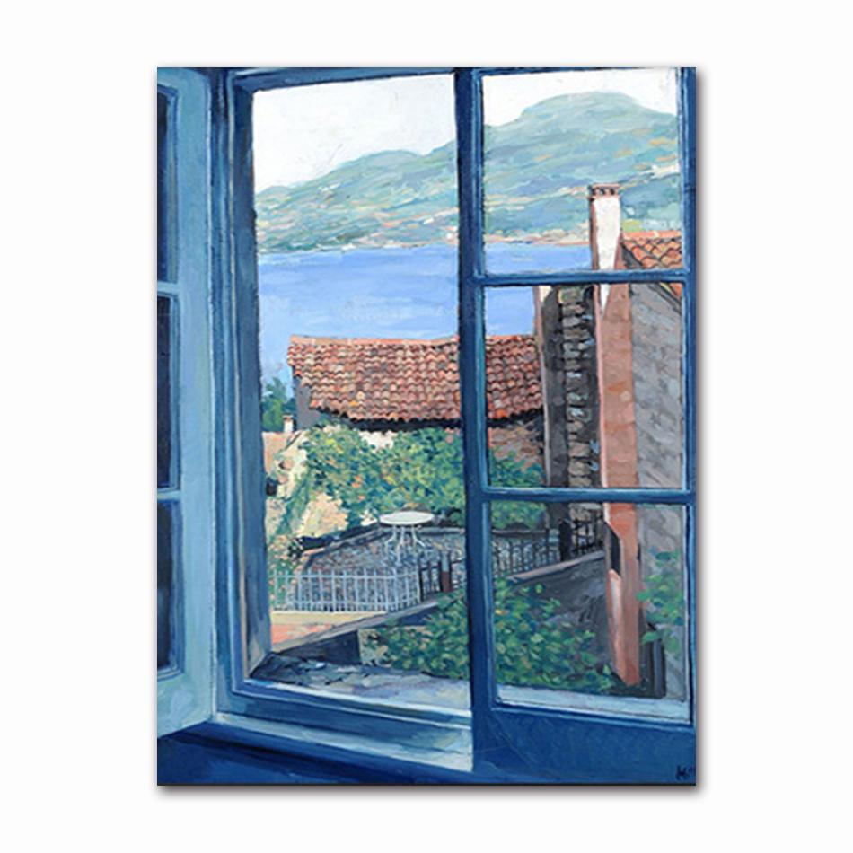 Nordic Window Outside Landscape Poster Interior Scenery Canvas Painting Abstract Wall Art for Room Home Decoration Print Picture