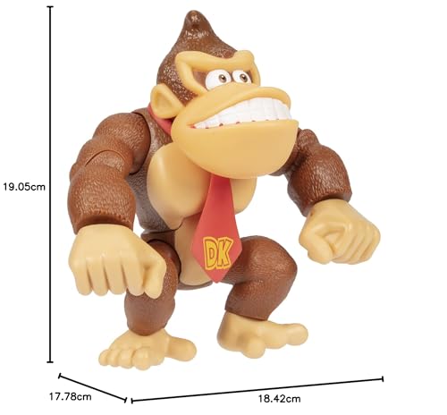 Nintendo Super Mario 6" / 15cm Tall Donkey Kong Action Figure with Pose Function, Perfect for Play and Display for Kids and Collectors Ages 3 and Up.